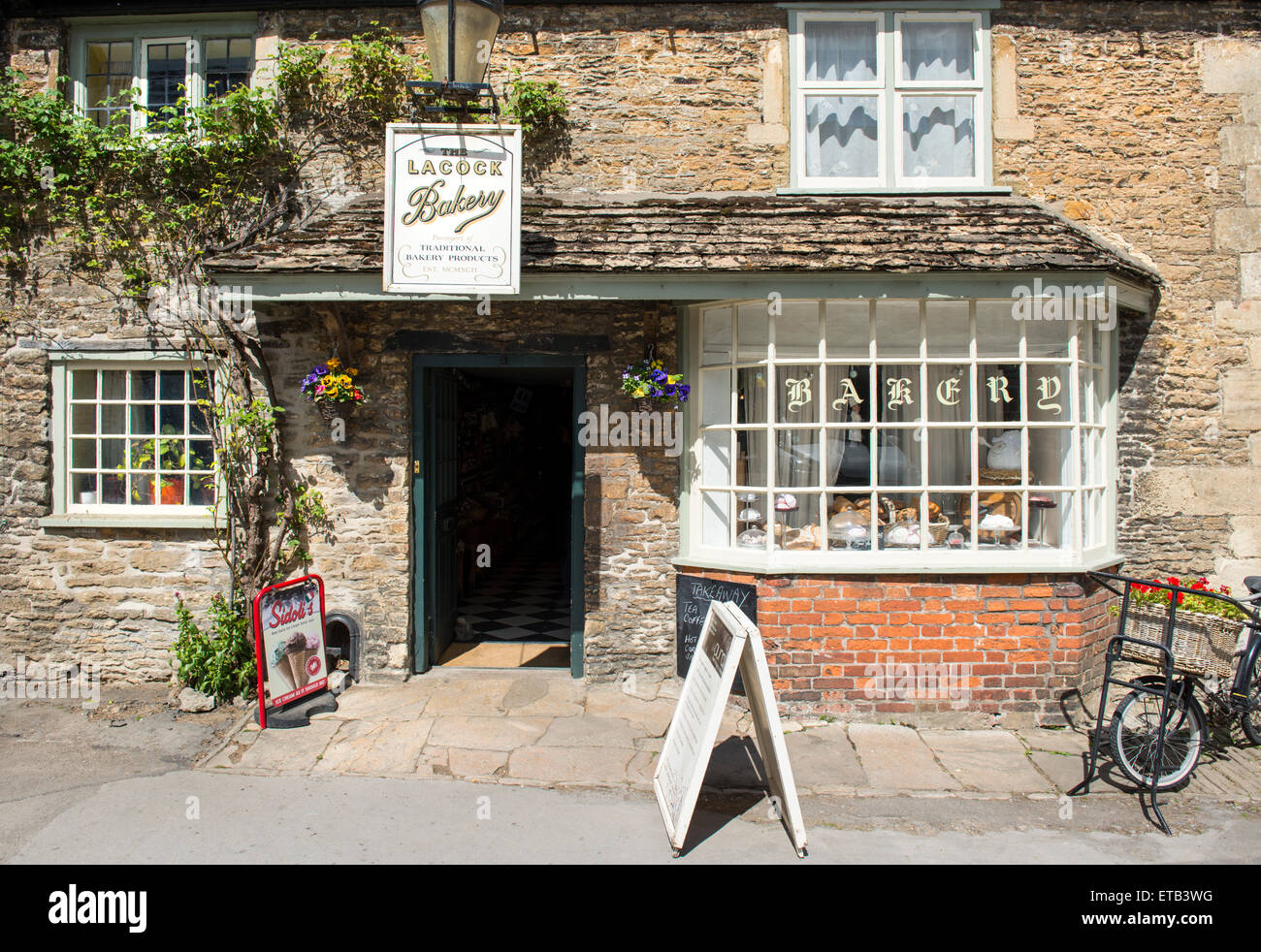 Exterior of the bakery at Lacock village in Wiltshire, England, UK Stock Photo