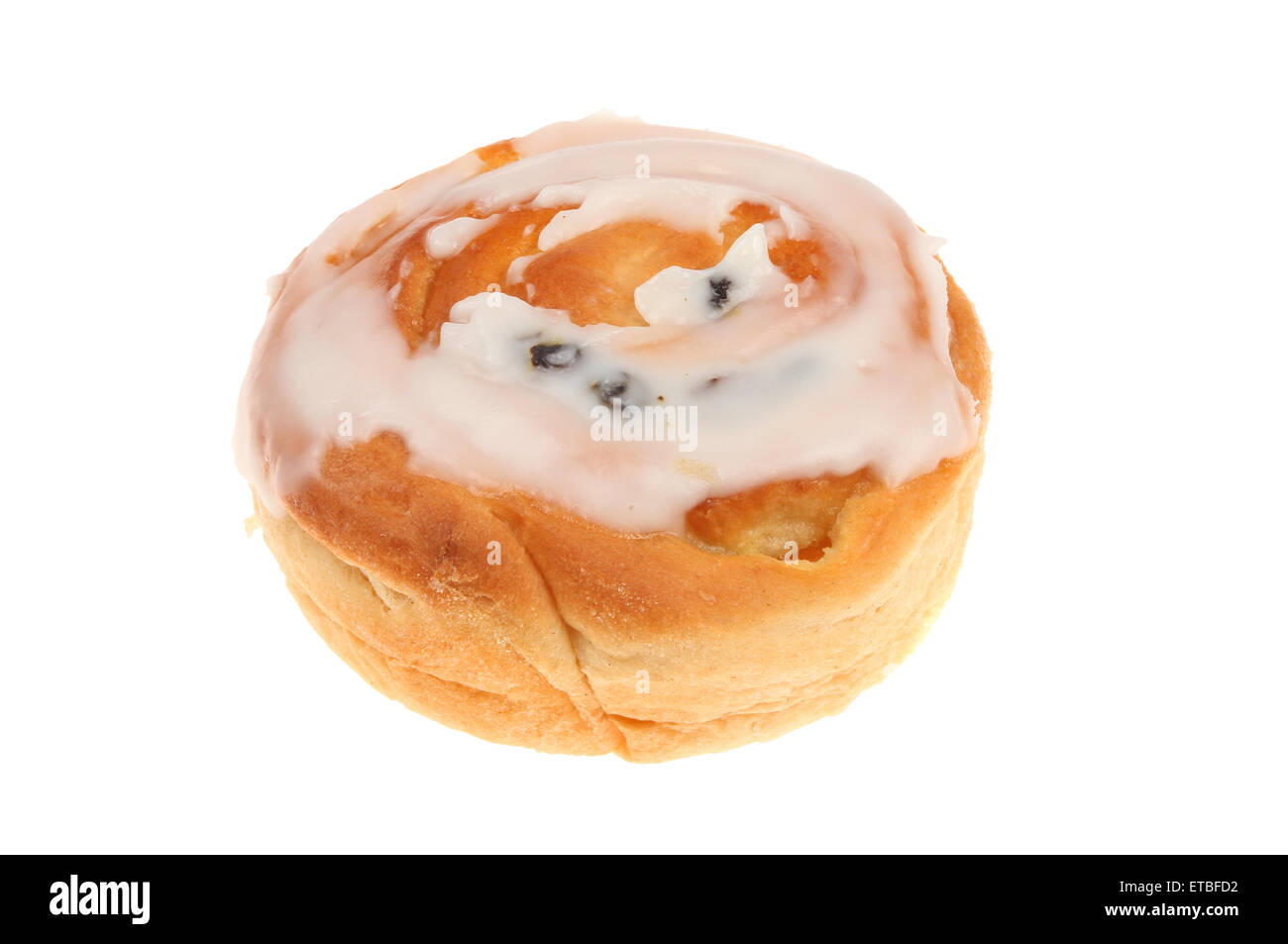 Iced bun isolated against white Stock Photo
