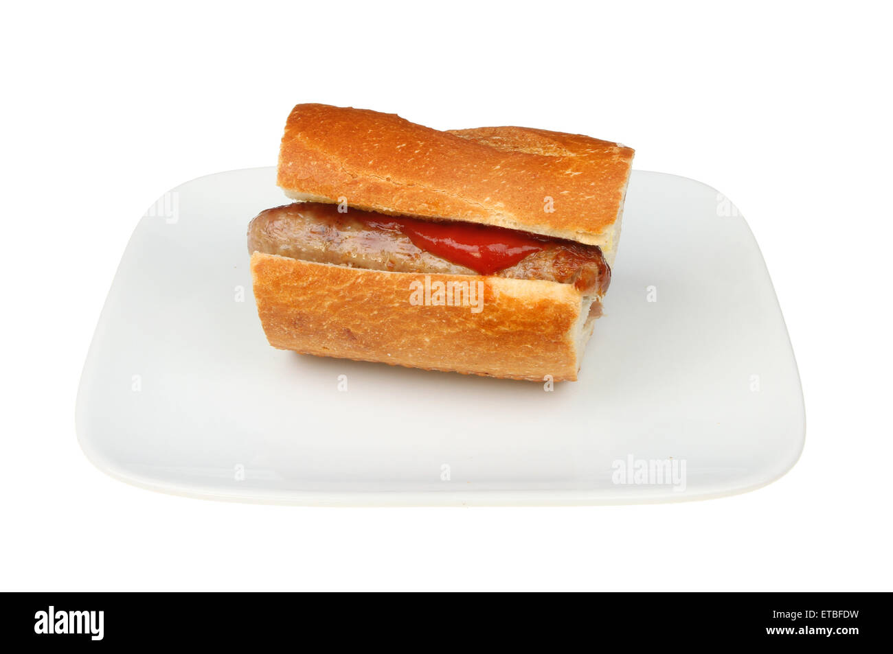 Disposable plates and forks with bread and ketchup Stock Photo - Alamy