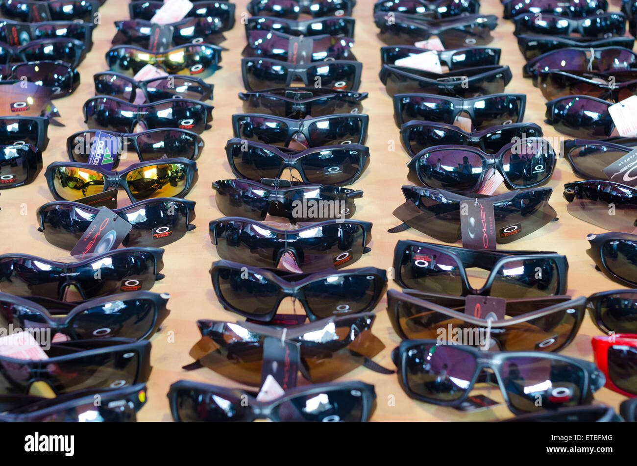 Counterfeit sun glasses at the market in Phuket, Thailand Stock Photo