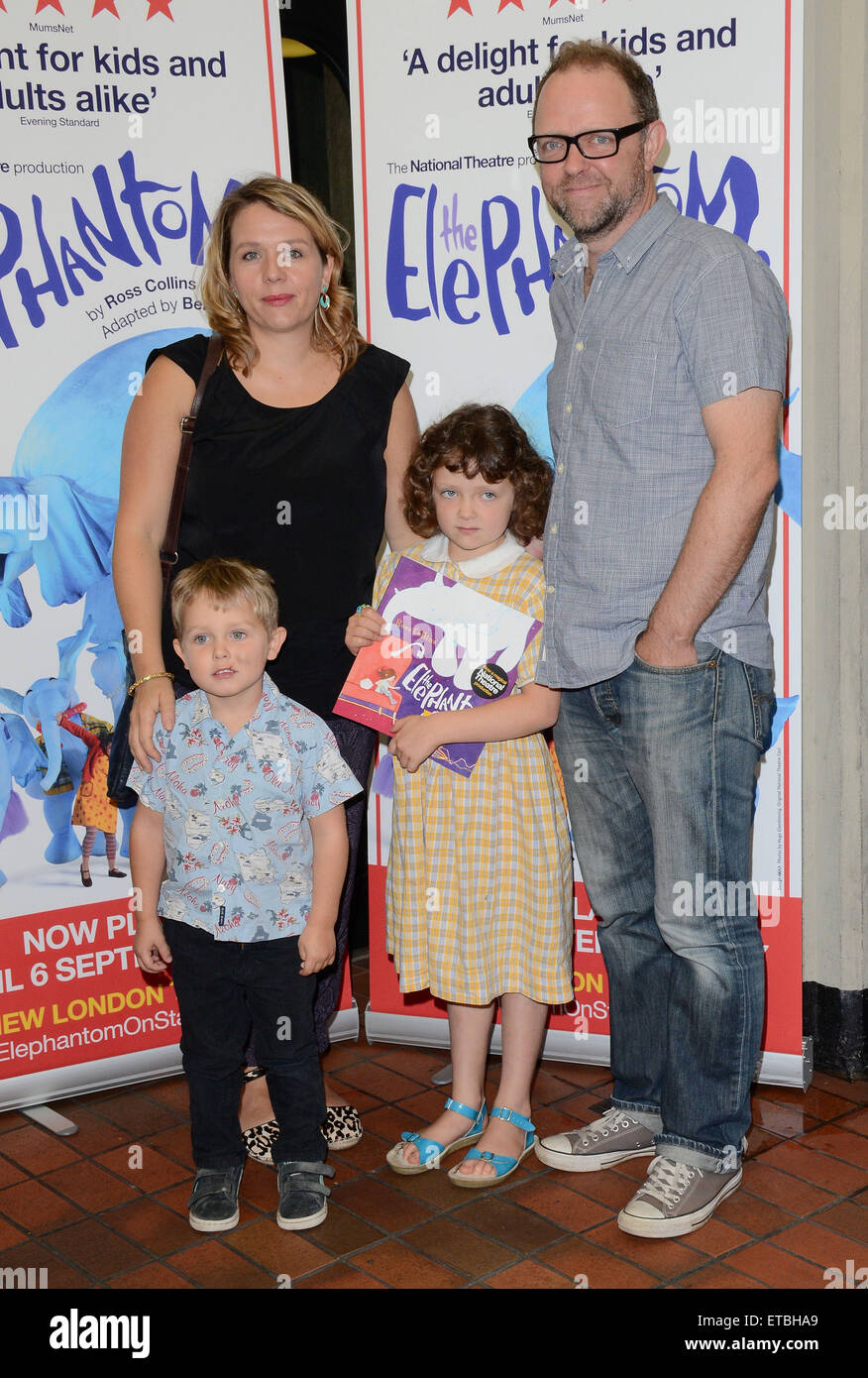 London UK. Kerry Godliman, Ben Abell and children at the opening of the