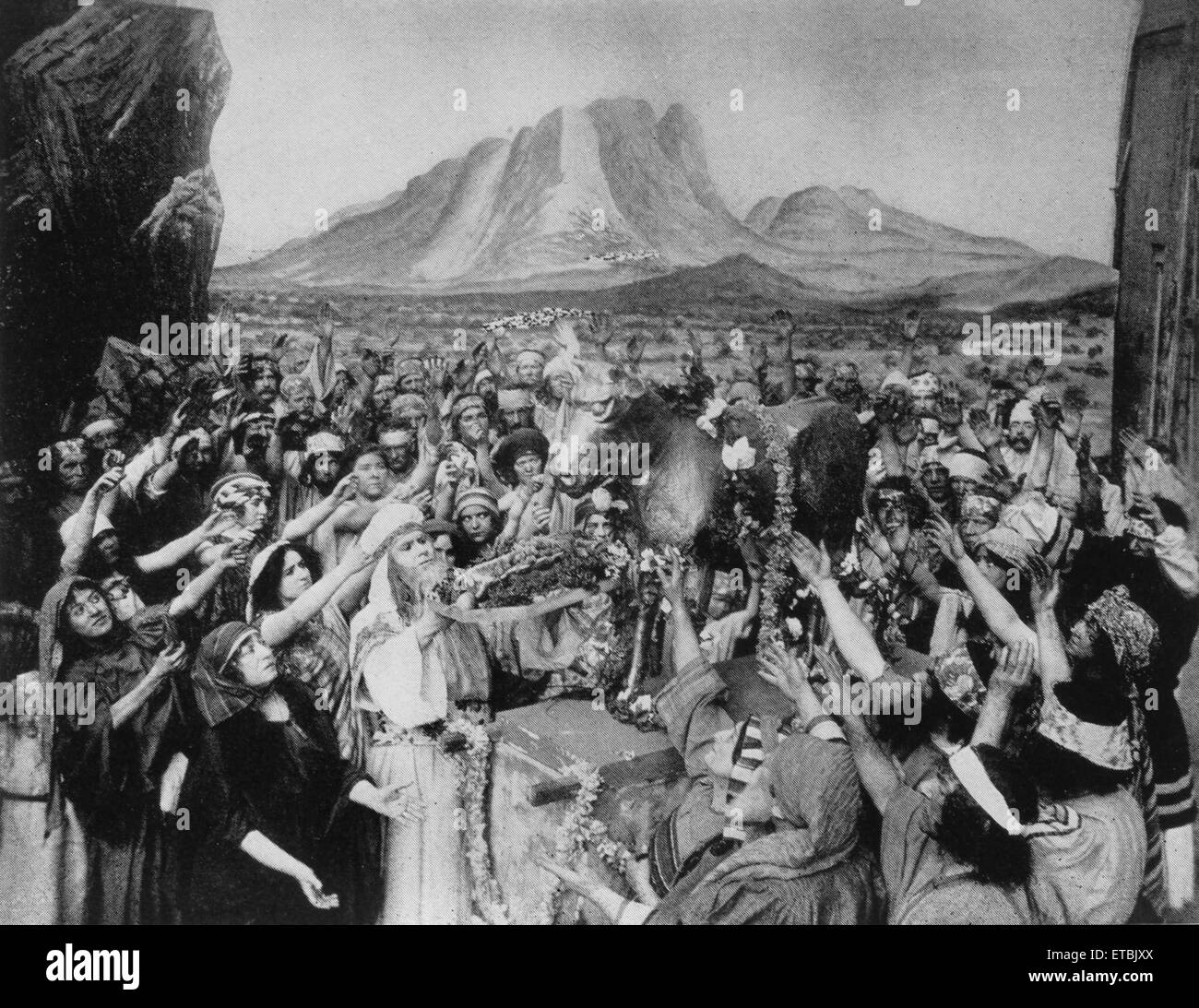 Exodus Scene, on-set of the Silent Film 'The Life of Moses', 1908 Stock Photo