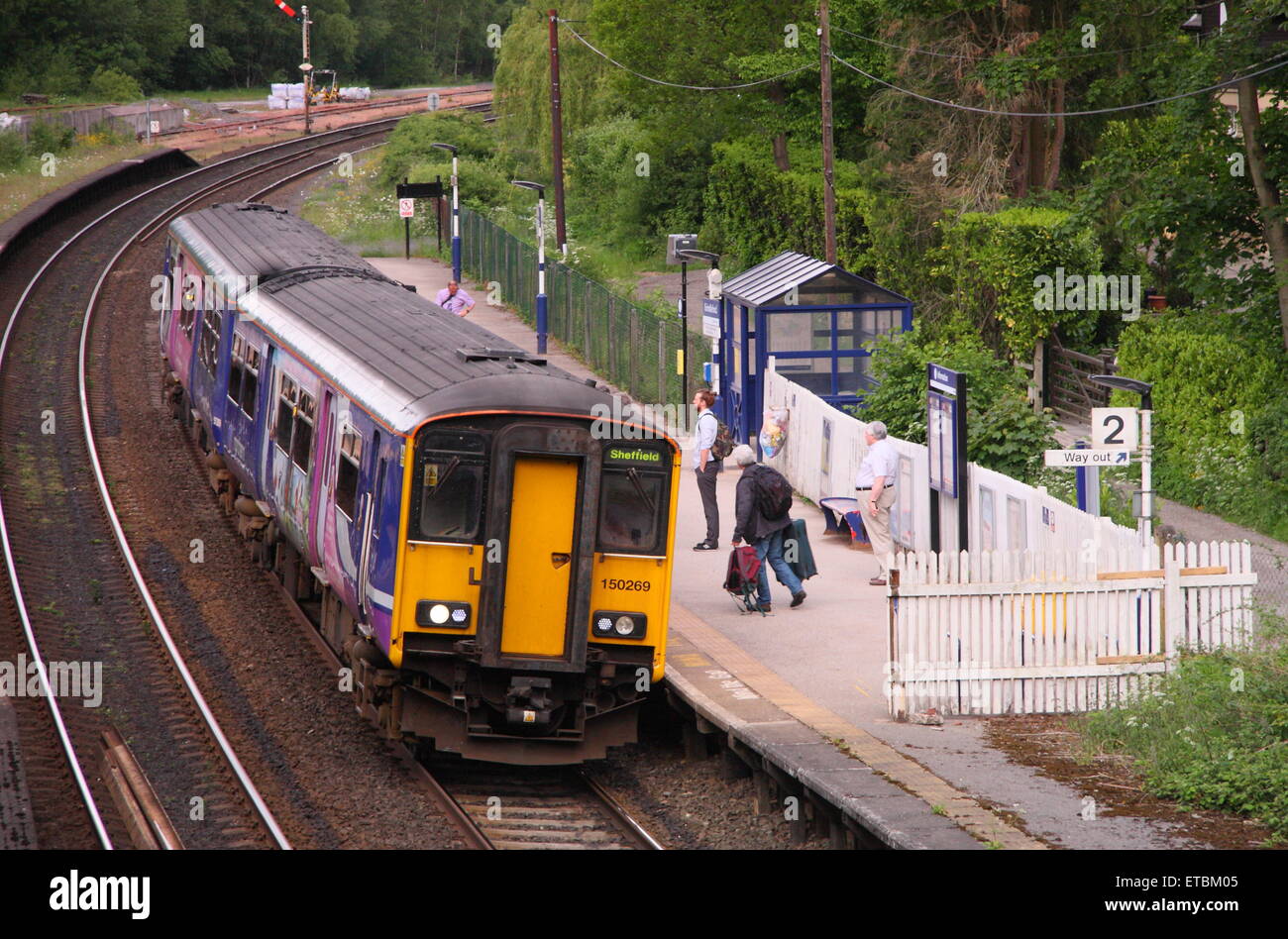 A Northern Rail train at Grindleford Station in the Peak District ...