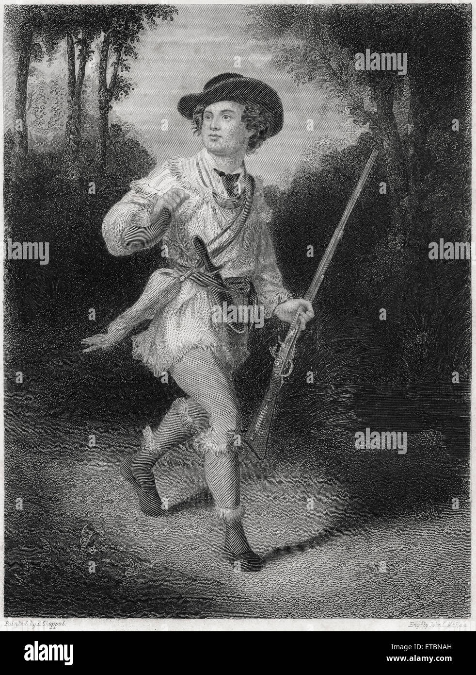 Morgan’s Rifleman, South, Painted by Alonzo Chappell, Engraving by John C. McRae, circa 1880 Stock Photo