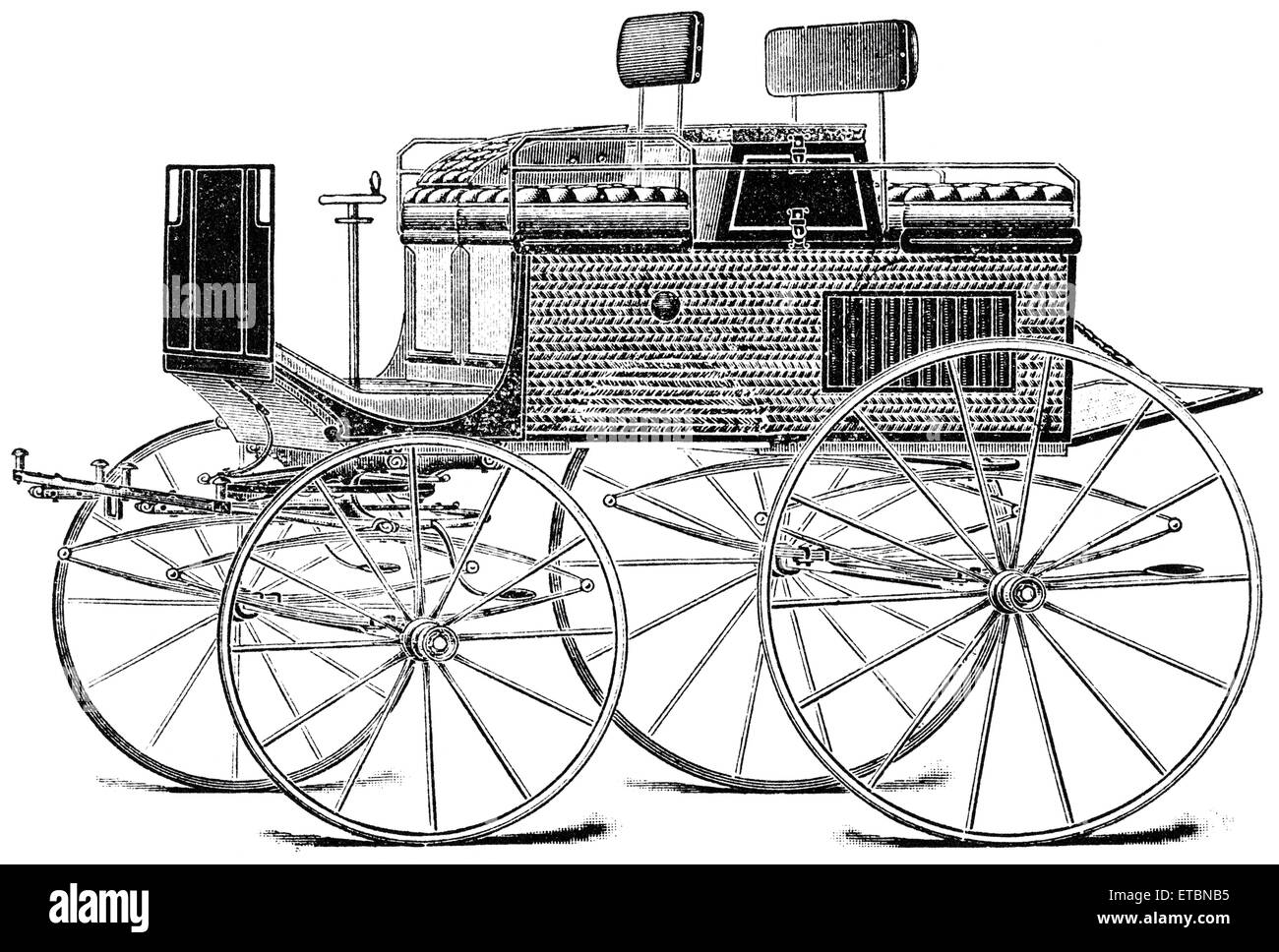 Motor Hunting Trap, Motor Vehicle created by De La Vergne Refrigerating Machine Co., New York, USA, Illustration, circa 1895 Stock Photo