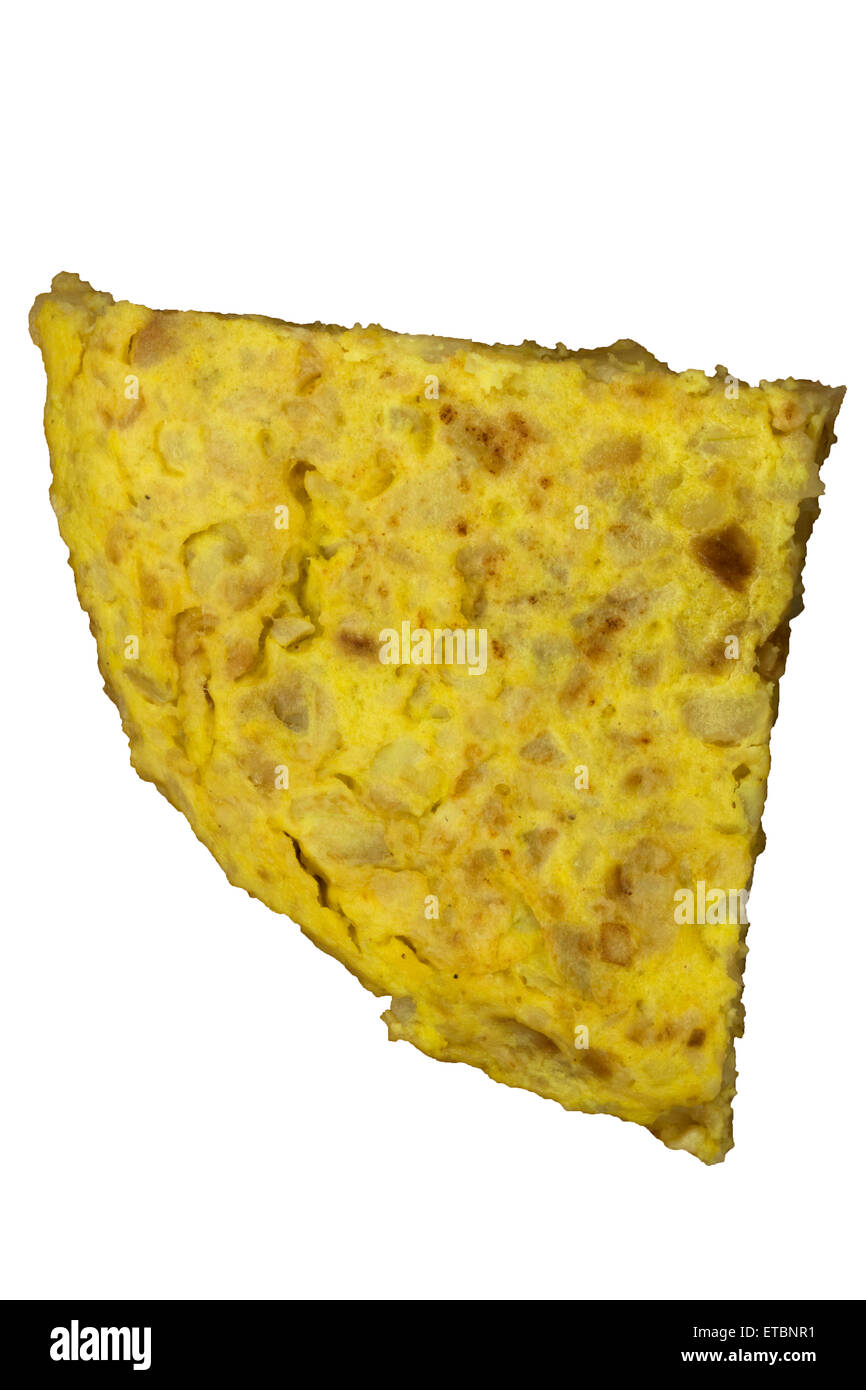 an isolated piece of a delicious spanish omelet Stock Photo
