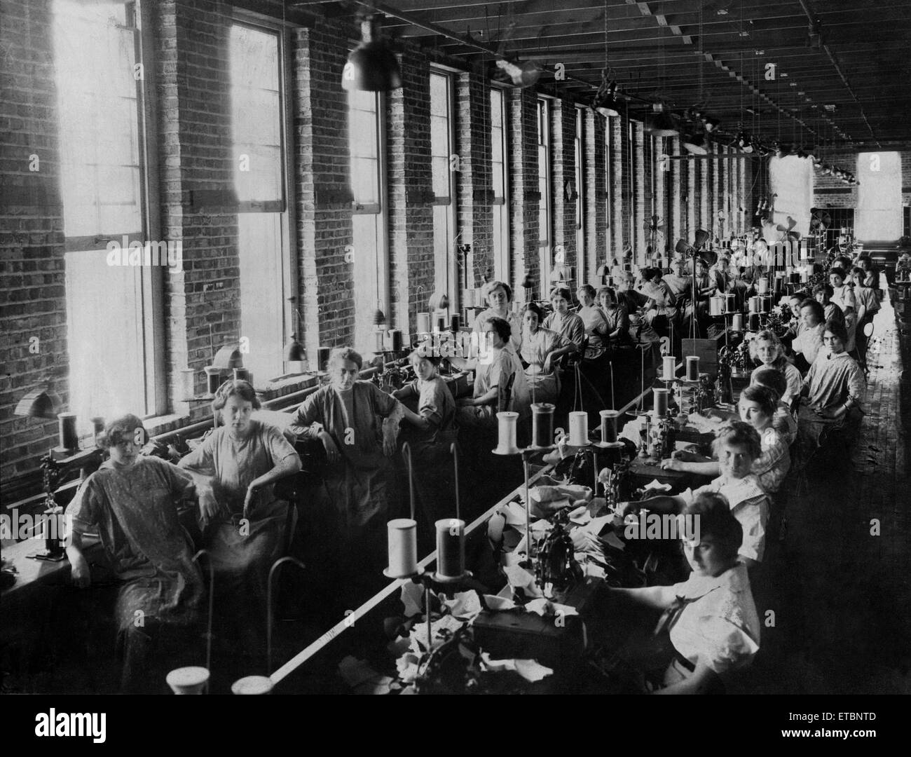 Women in Textile Factory, circa 1910 Stock Photo