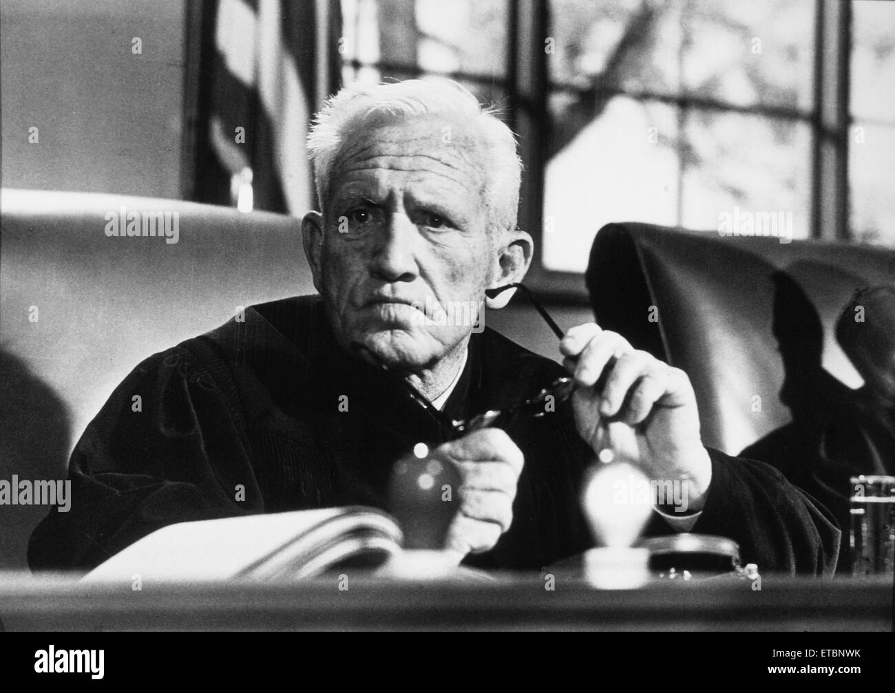 Spencer Tracy, on-set of the Film 'Judgment at Nuremberg', 1961 Stock Photo