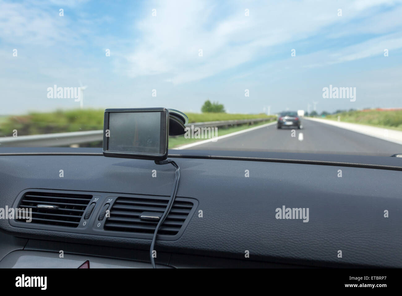 Armaturen in einem Auto, Autoradio, Navigationssystem, Lüftung Stock Photo