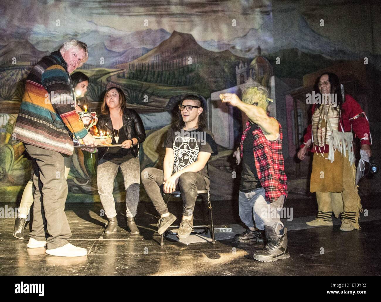 PatsLegacy.com throws a star-studded surprise 27th birthday bash for Skrillex at the Million Dollar Theater  Featuring: Gary Busey, Skrillex Where: Los Angeles, California, United States When: 15 Jan 2015 Credit: WENN.com Stock Photo