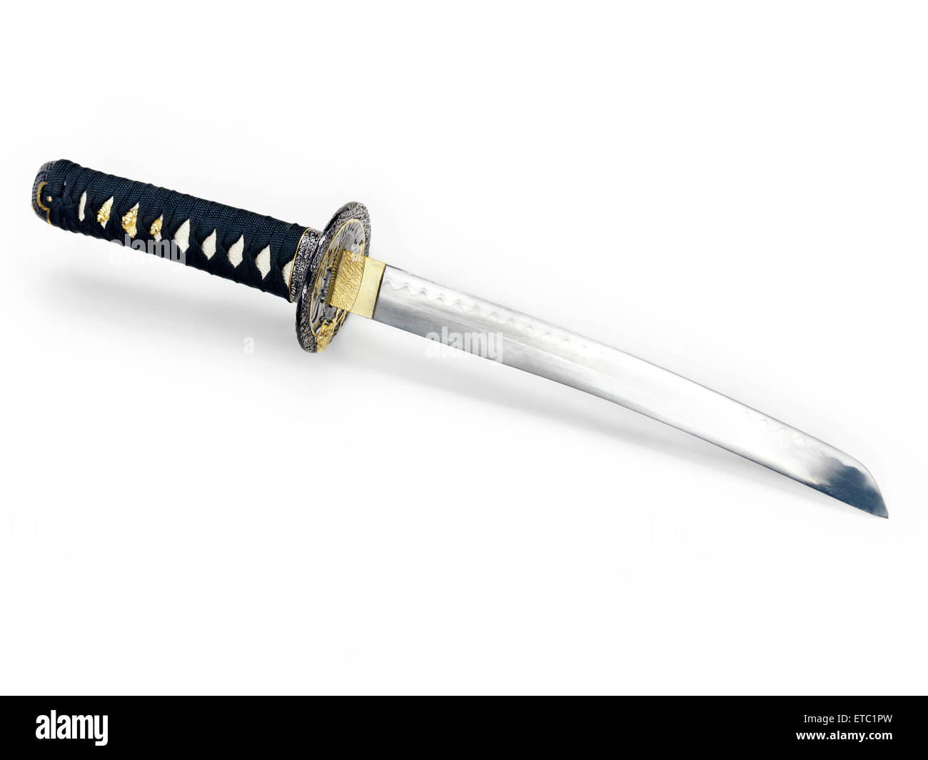 Japanese Tanto knife short sword isolated on white background Stock Photo