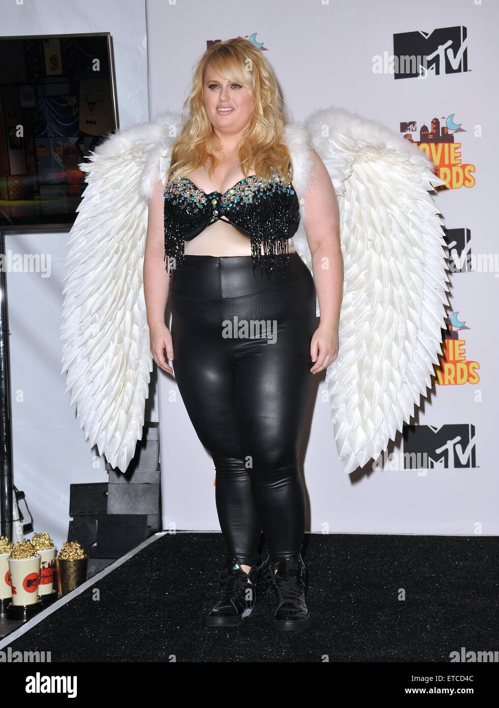 LOS ANGELES, CA - APRIL 12, 2015: Rebel Wilson at the 2015 MTV Movie Awards at the Nokia Theatre LA Live. Stock Photo