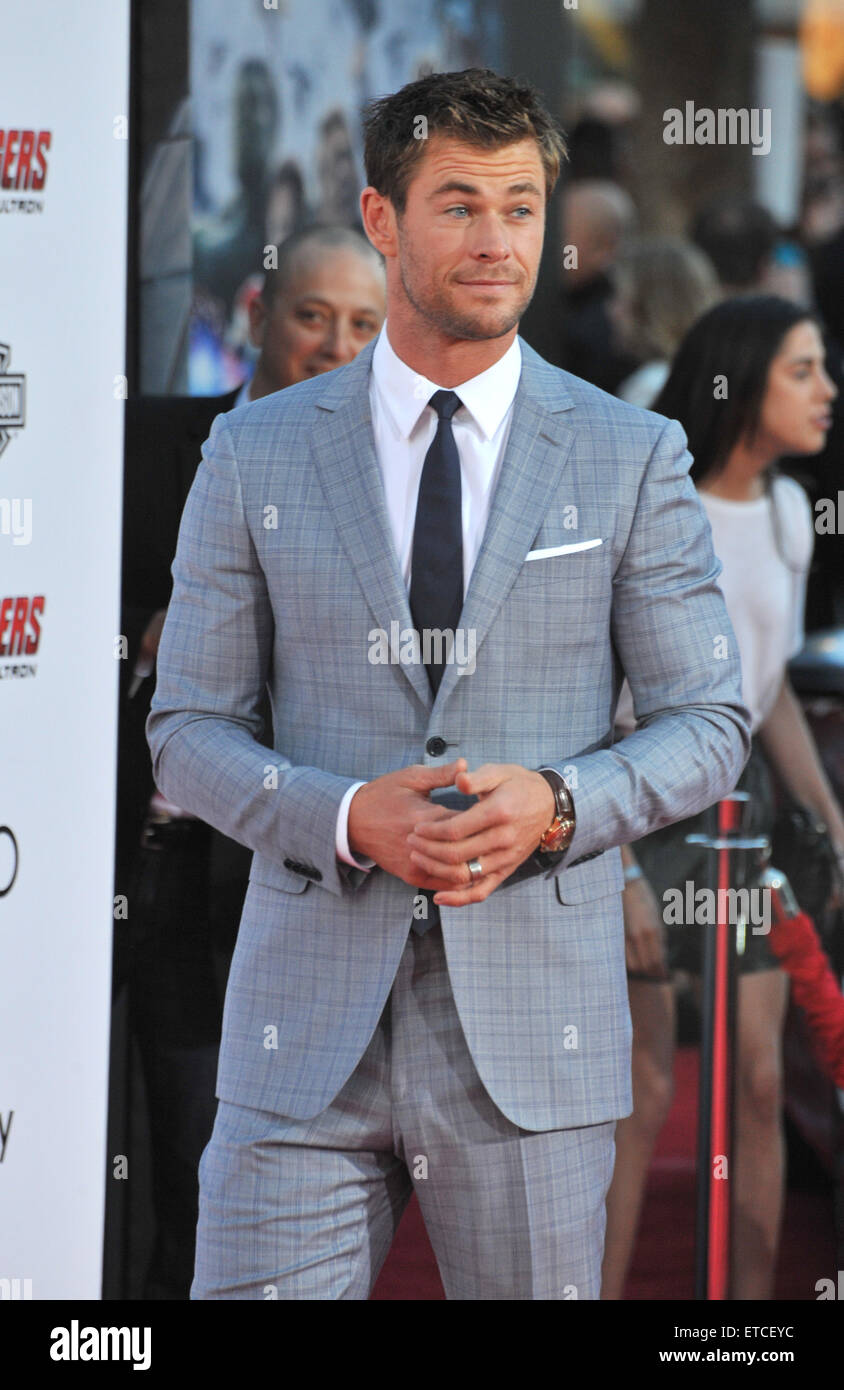 LOS ANGELES, CA - APRIL 13, 2015: Chris Hemsworth at the world premiere of his movie 'Avengers: Age of Ultron' at the Dolby Theatre, Hollywood. Stock Photo