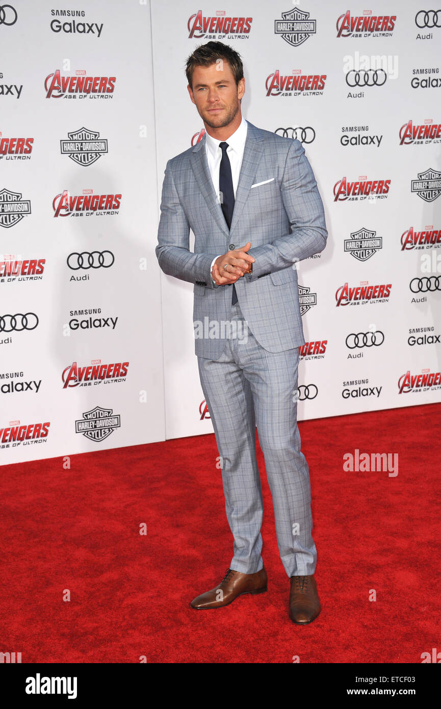 LOS ANGELES, CA - APRIL 13, 2015: Chris Hemsworth at the world premiere of his movie 'Avengers: Age of Ultron' at the Dolby Theatre, Hollywood. Stock Photo