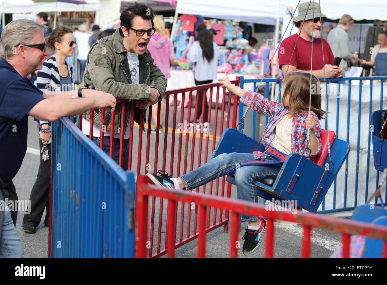 Johnny Knoxville takes his family to the Studio City Farmers Market