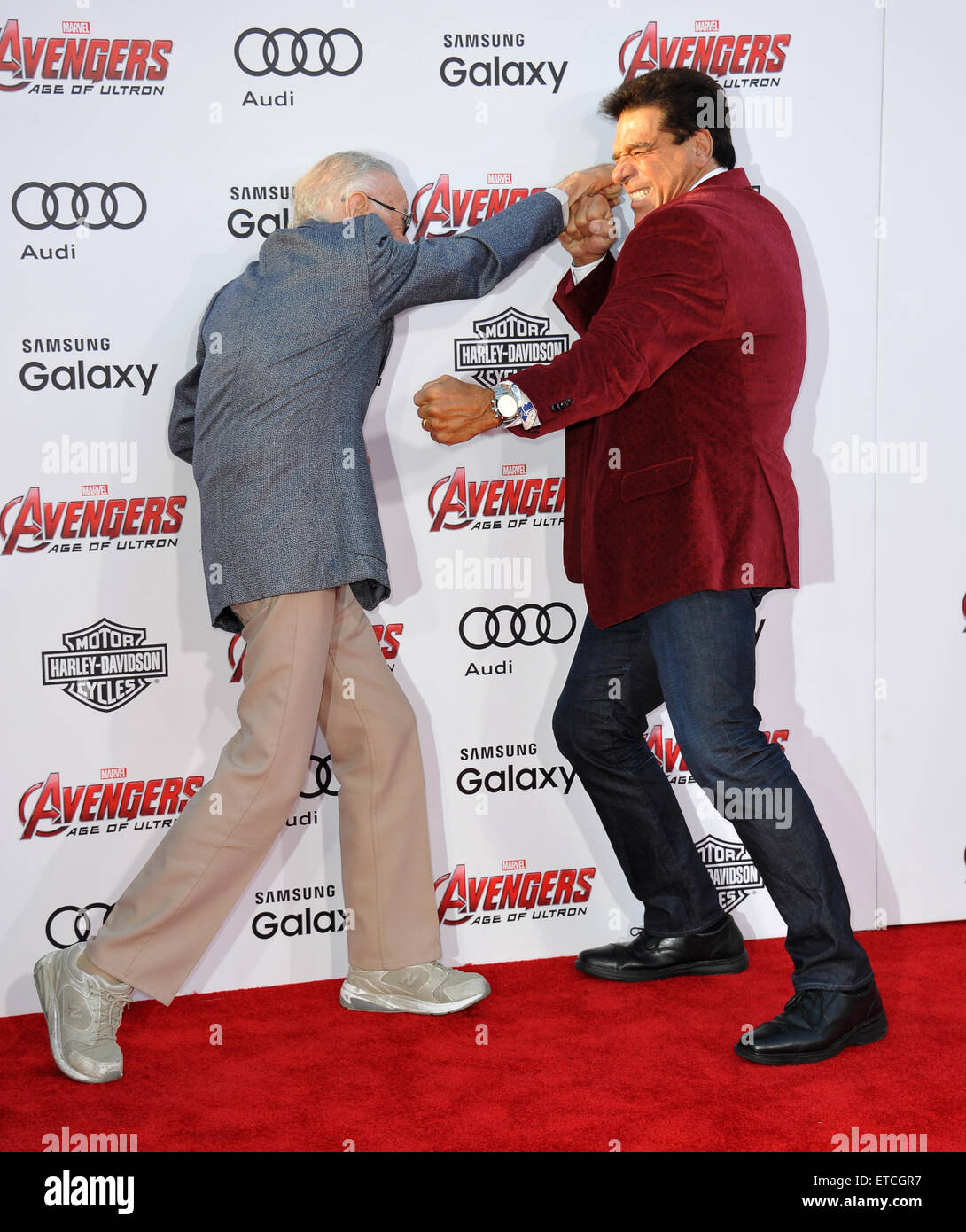 LOS ANGELES, CA - APRIL 13, 2015: Stan Lee & Lou Ferrigno (right) at ...