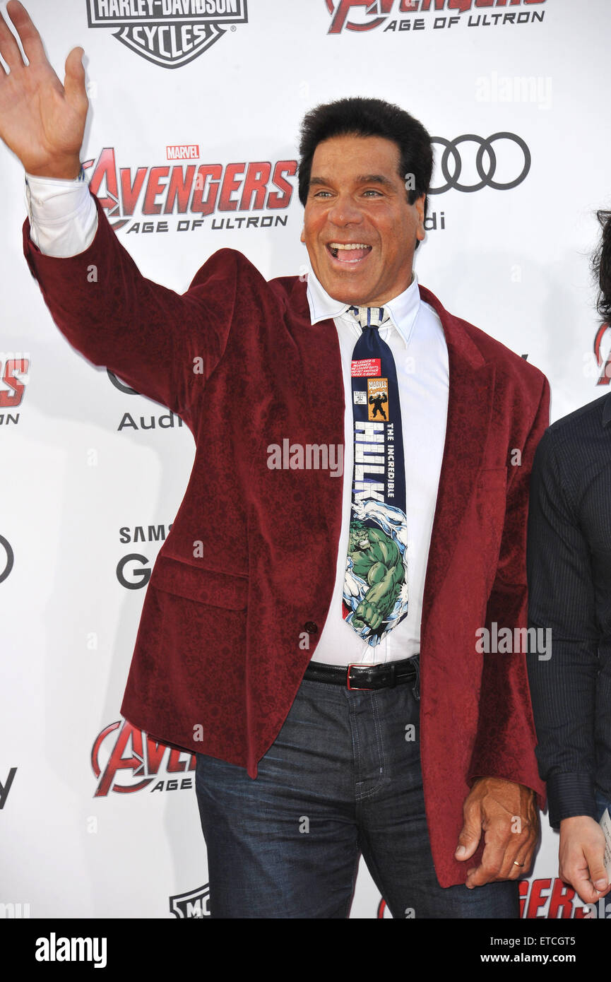 LOS ANGELES, CA - APRIL 13, 2015: Lou Ferrigno at the world premiere of ...