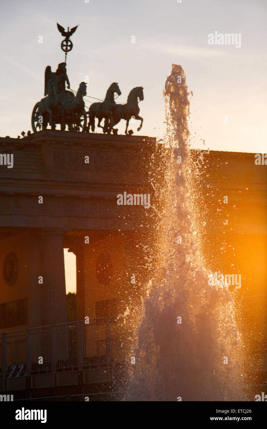 JULY 2009 - BERLIN: the Brandenburg Gate at the Pariser Platz in the Mitte district of Berlin. Stock Photo