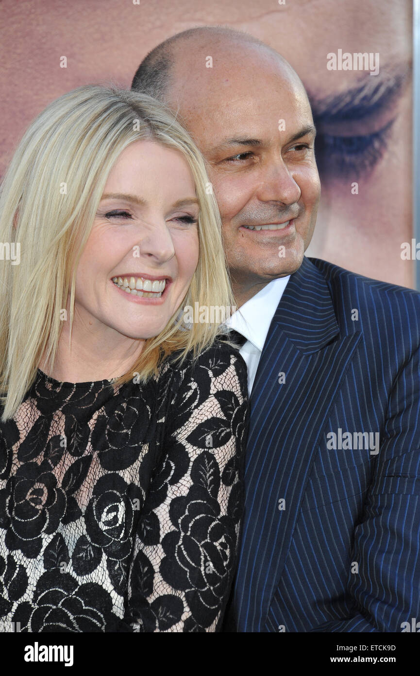 LOS ANGELES, CA - APRIL 16, 2015: Jacqueline McKenzie & Steve Bastoni at the Los Angeles premiere of their movie 'The Water Diviner' at the TCL Chinese Theatre, Hollywood. Stock Photo