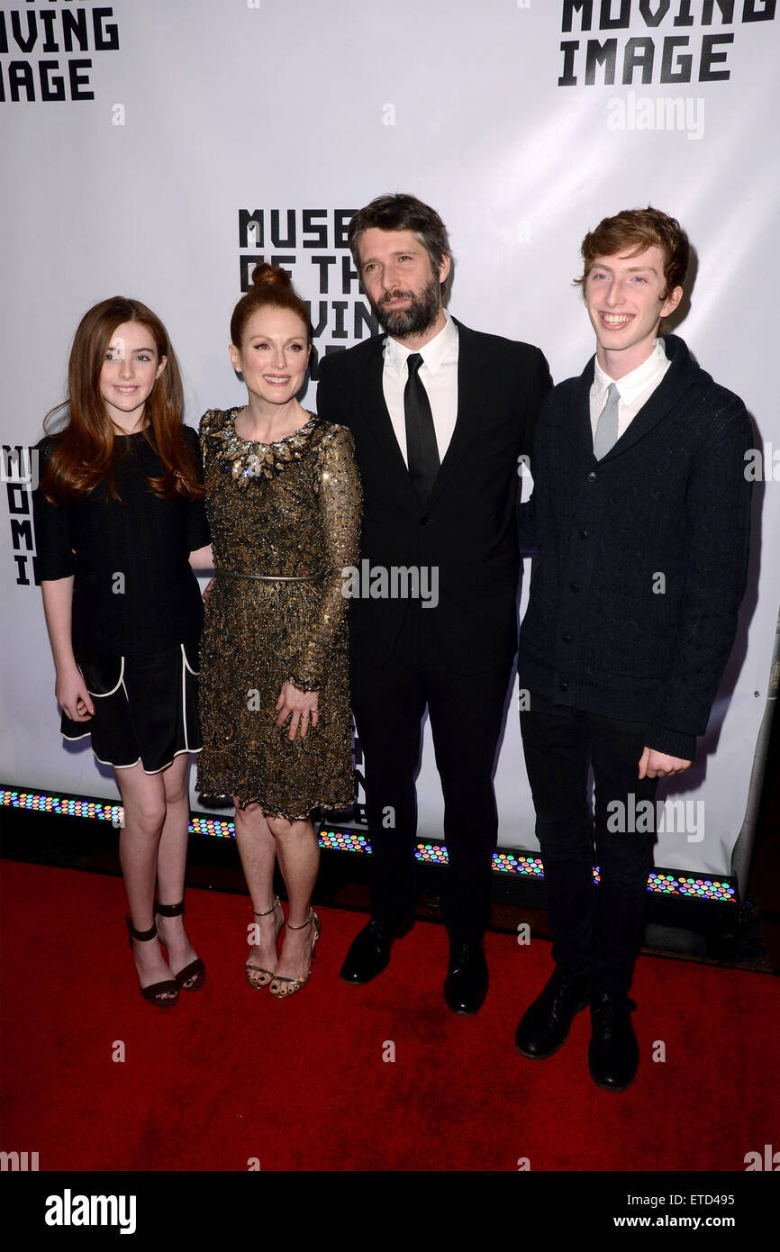 Museum Of The Moving Image Honors Julianne Moore - Red Carpet Arrivals  Featuring: Liv Freundlich, Julianne Moore, Caleb Freundlich, Bart Freundlich Where: New York City, New York, United States When: 20 Jan 2015 Credit: Ivan Nikolov/WENN.com Stock Photo