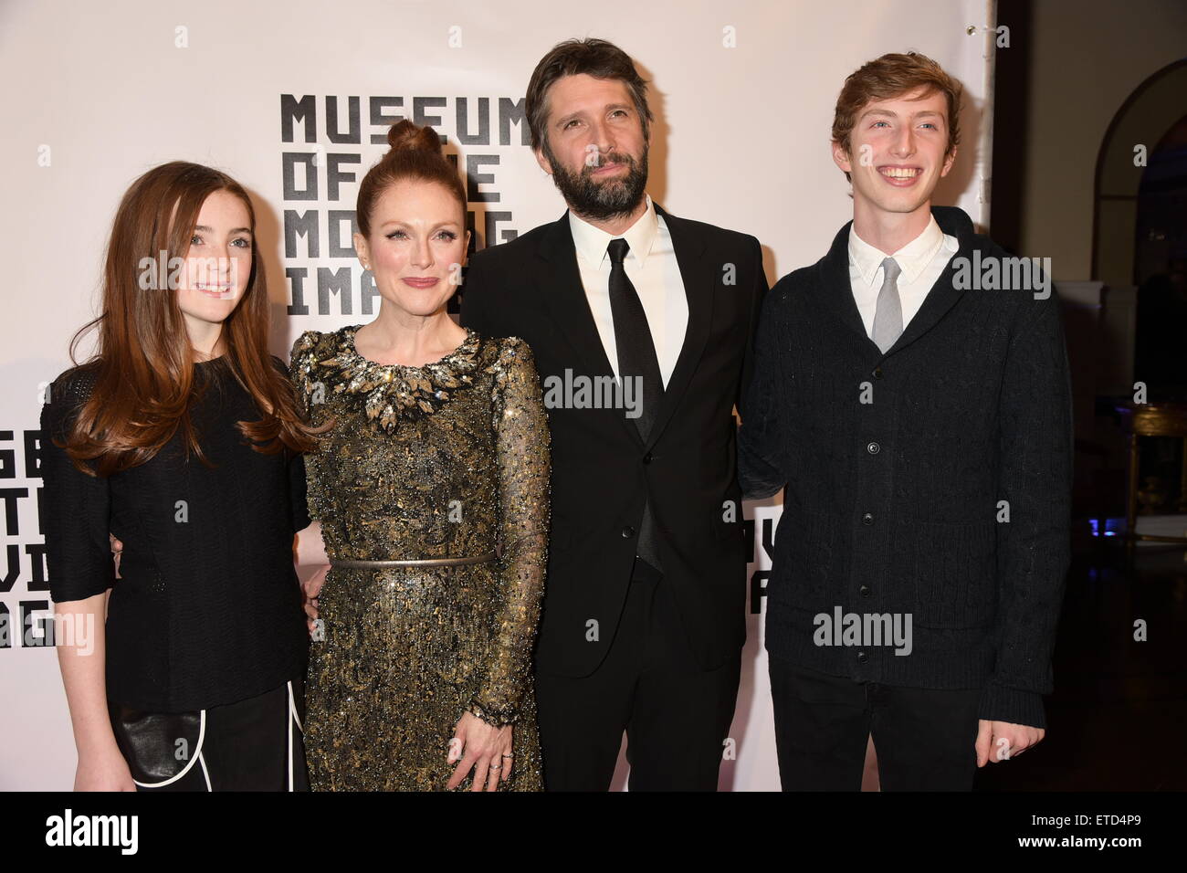 Museum Of The Moving Image Honors Julianne Moore - Red Carpet Arrivals  Featuring: Liv Freundlich, Julianne Moore, Bart Freundlich, Caleb Freundlich Where: New York City, New York, United States When: 20 Jan 2015 Credit: Rob Rich/WENN.com Stock Photo