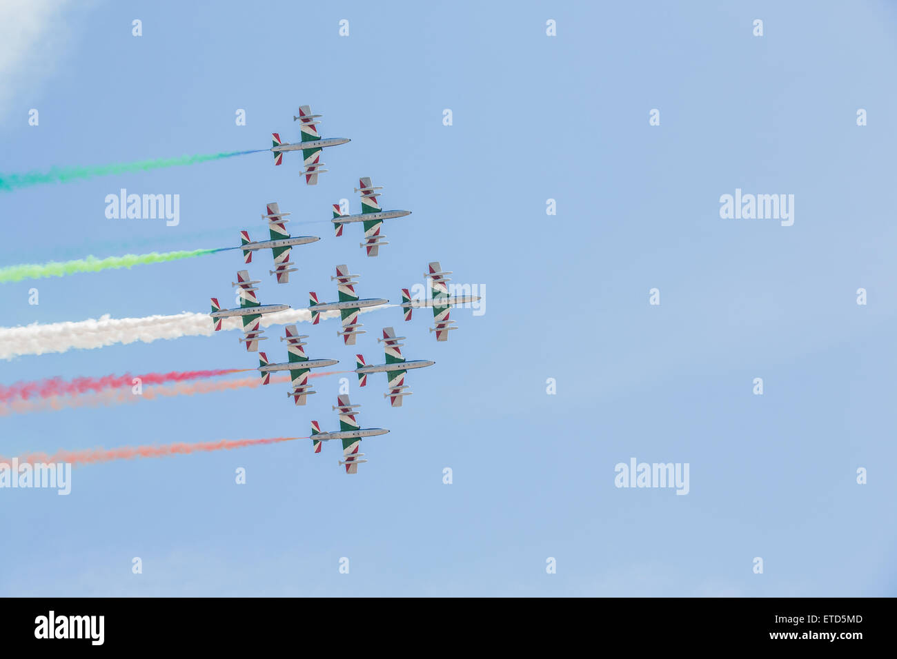 Aircraft squad Tricolor arrows fly for Anniversary of the italian ...