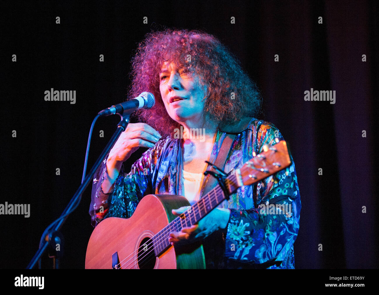 Singer songwriter  Bridget St John  in concert at The Continental, Preston, Lancashire, UK. Stock Photo