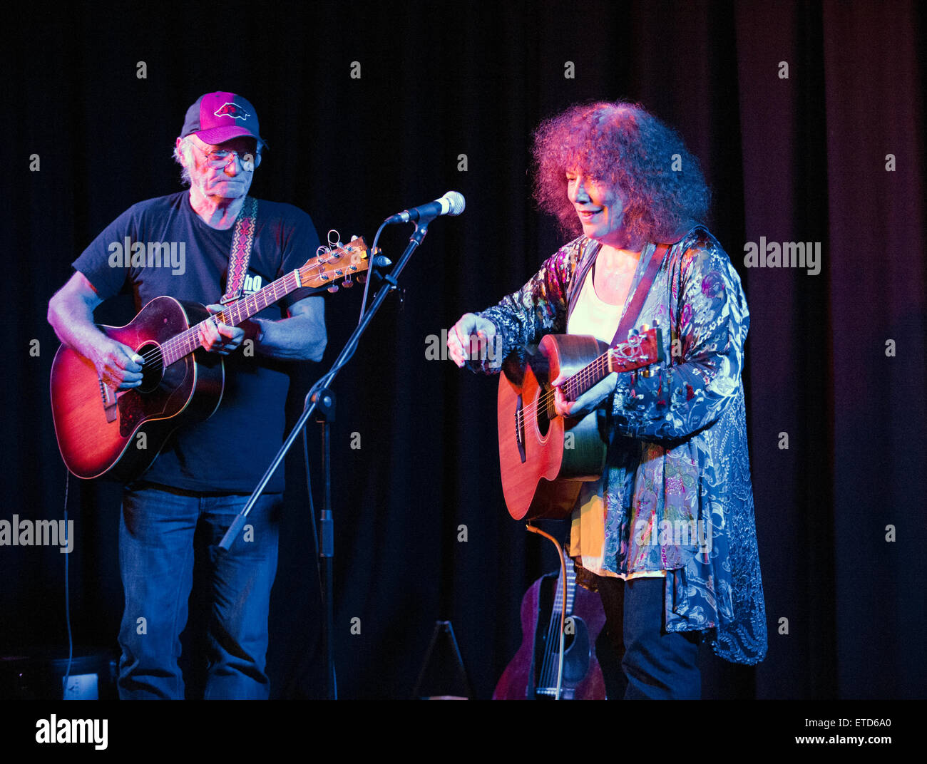 Singer songwriters Bridget St John and Michael Chapman in concert at The Continental, Preston, Lancashire, UK. Stock Photo