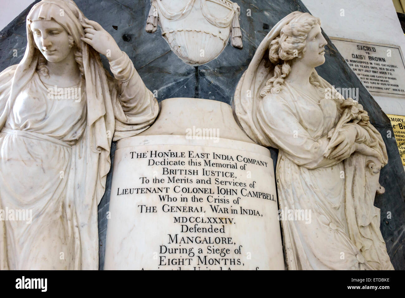 Mumbai India,Fort Mumbai,Kala Ghoda,St. Thomas Cathedral Church,interior inside,memorial,Lieutenant Colonel John Campbell,marble,India150302110 Stock Photo