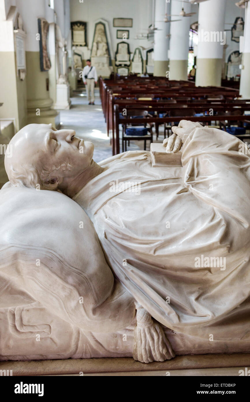 Mumbai India,Fort Mumbai,Kala Ghoda,St. Thomas Cathedral Church,interior inside,reclining statue,man men male,marble,India150302115 Stock Photo