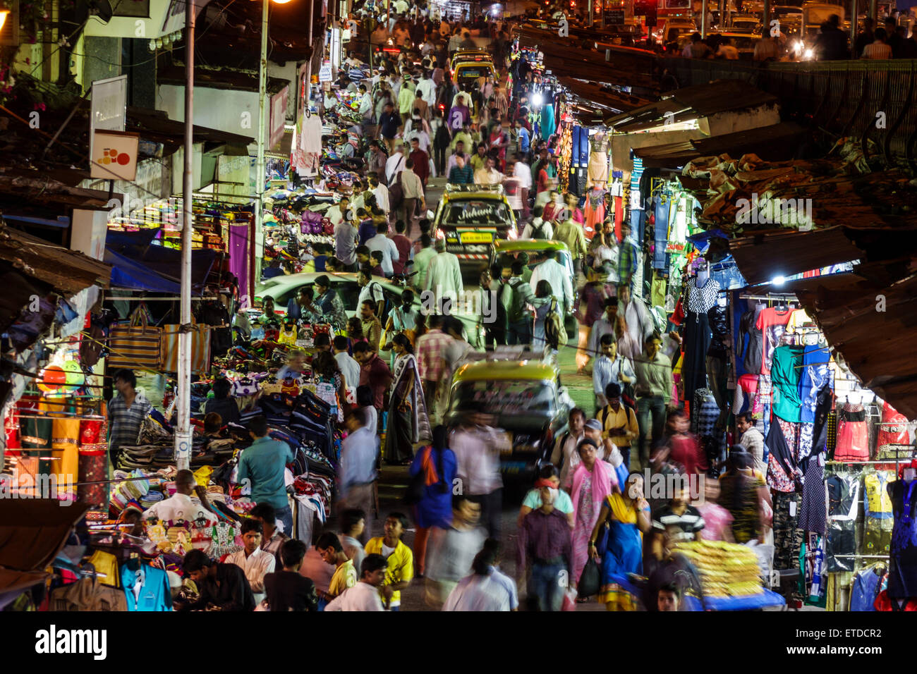 Mumbai India,Grant Road East,Bharat Nagar,P Nagare Lane,night evening,shopping shopper shoppers shop shops market markets marketplace buying selling,r Stock Photo