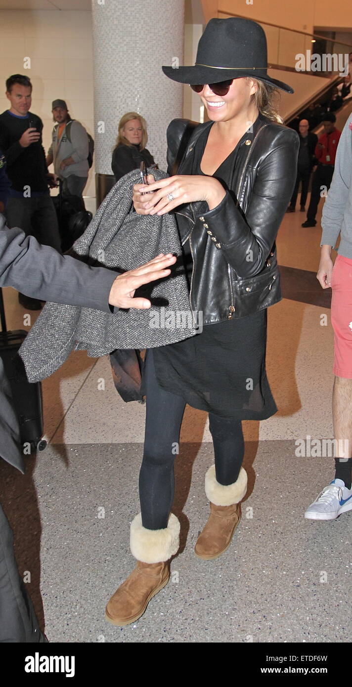Chrissy Teigen arrives at LAX airport in Los Angeles Featuring: Chrissy