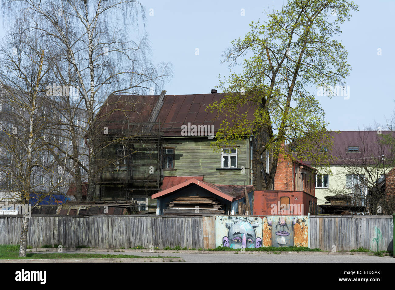 Old wooden house in Tartu Estonia Stock Photo Alamy