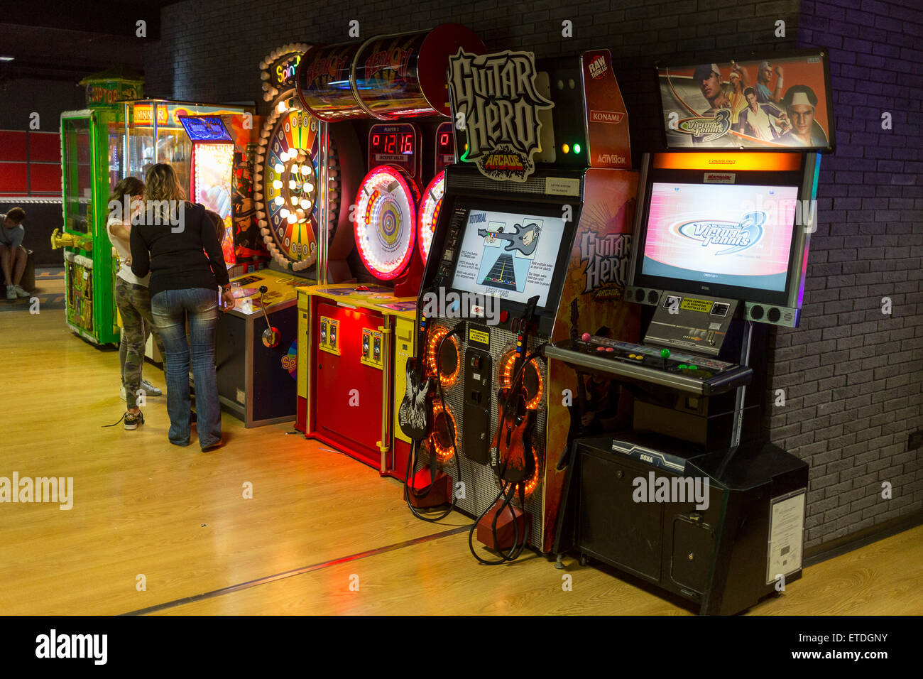 Rome, Italy, 05/12/2015 - Videogame room in the Brunswick leisure centre Stock Photo
