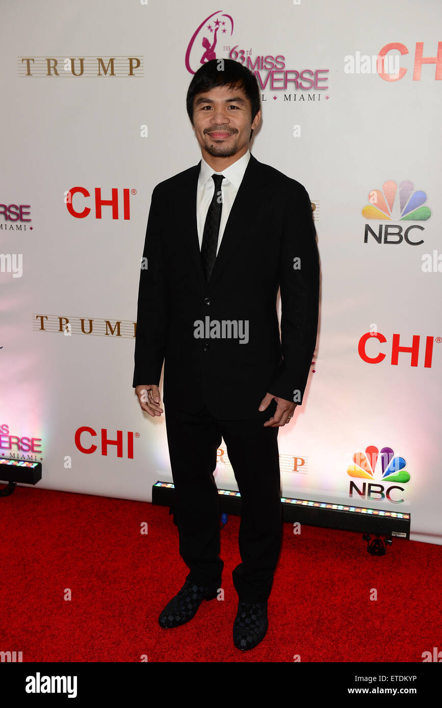 The 63rd Annual Miss Universe Pageant at Trump National Doral - Red Carpet Arrivals  Featuring: Manny Pacquaio Where: Doral, Florida, United States When: 25 Jan 2015 Credit: JLN Photography/WENN.com Stock Photo