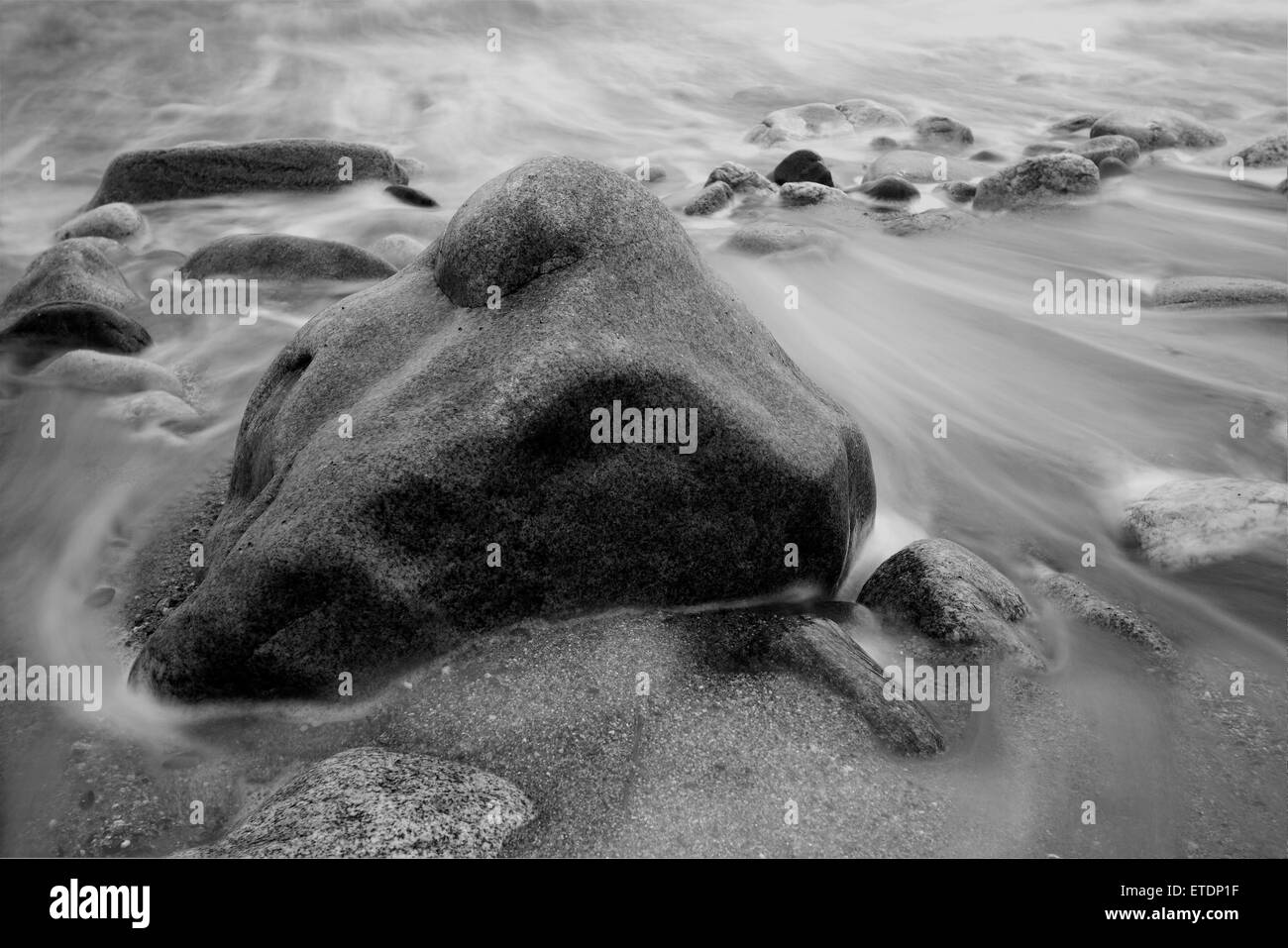 Sea water shore rocky rocks seascape Black and White Stock Photos ...