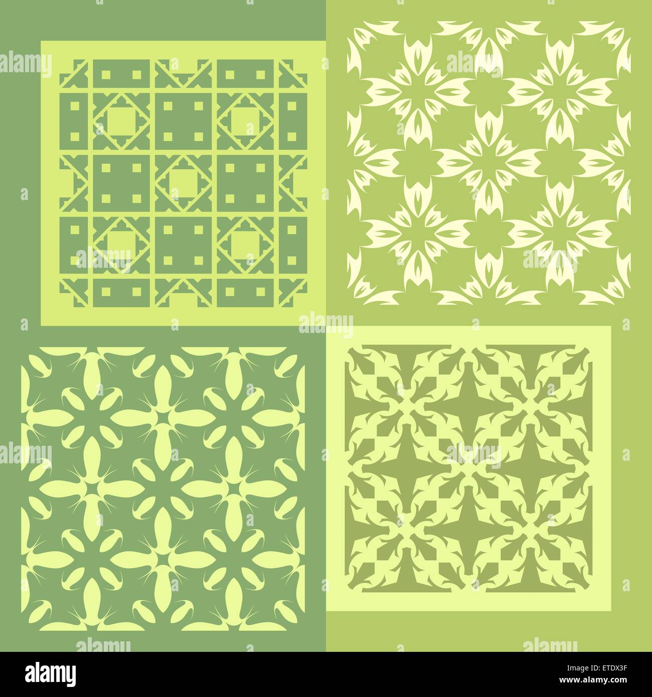Set of four seamless patterns. Vintage geometric ornaments. Can be used for wallpaper, pattern fills, web page background. Stock Vector
