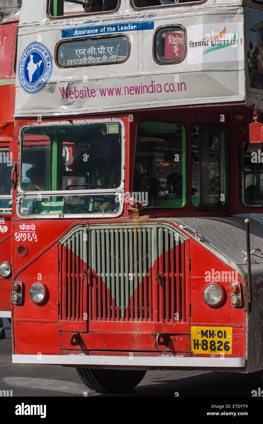Mumbai public bus near Victoria Terminus Stock Photo