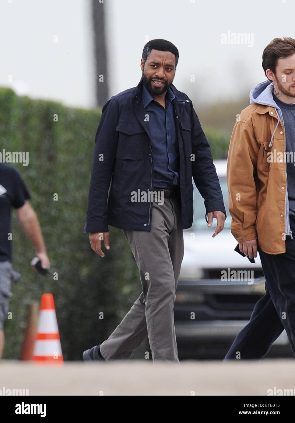 Oscar nominee '12 Years A Slave' star Chiwetel Ejiofor spotted on the set of 'The Secret In Their Eyes' filming in Pasadena Ca. The actor was joined by co star Dean Norris from 'Breaking Bad' and Daniel Moder as the cinematographer for the film. Daniel's famous wife Julia Roberts is also casted for the film.  Featuring: Chiwetel Ejiofor Where: Pasadena, California, United States When: 28 Jan 2015 Credit: Cousart/JFXimages/WENN.com Stock Photo