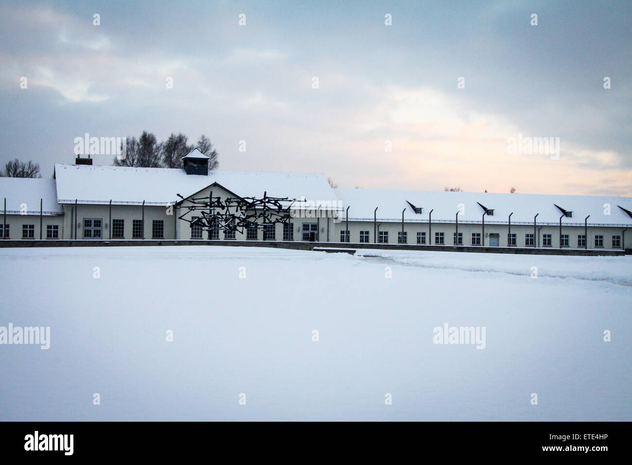 Dachau Concentration Camp Memorial in a Winter Day Stock Photo