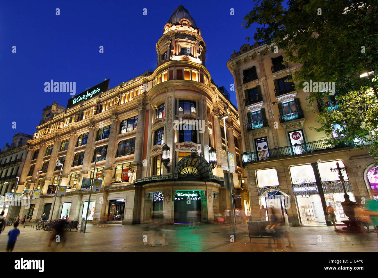 Portal de l'Àngel. Can Jorba, actually 'El Corte Inglés' shopping centre. Barcelona. Stock Photo