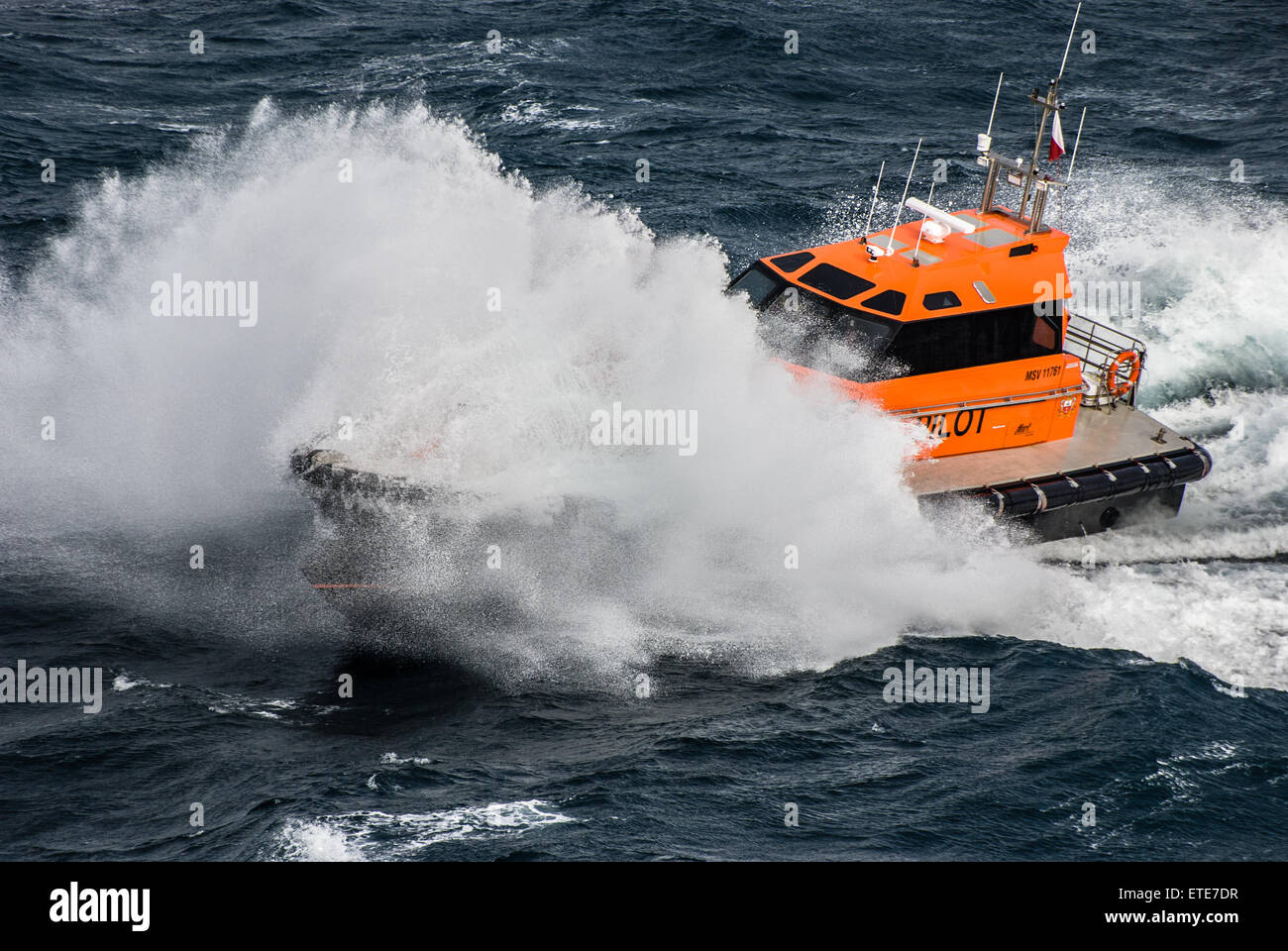 Melbourne (Port Phillip Bay) Pilot Launch in Rough seas Stock Photo