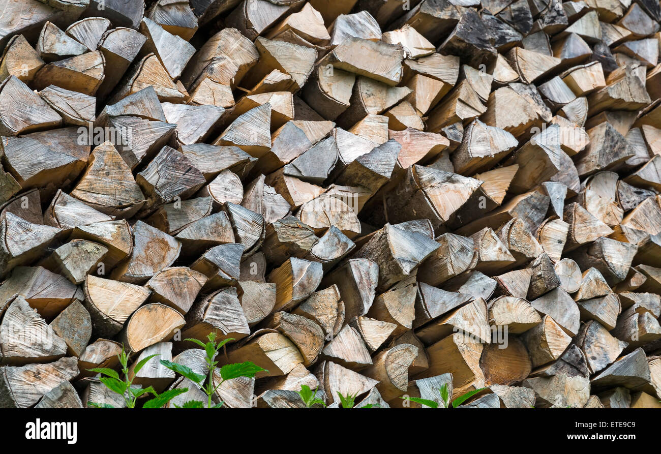 wood nicely stacked natural background Stock Photo