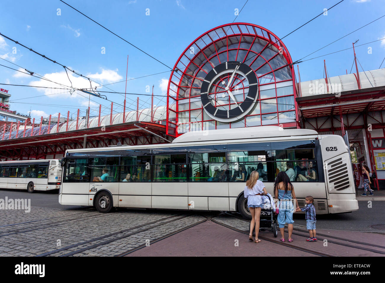 Liberec, North Bohemian town, tram and bus station, Czech Republic Stock Photo