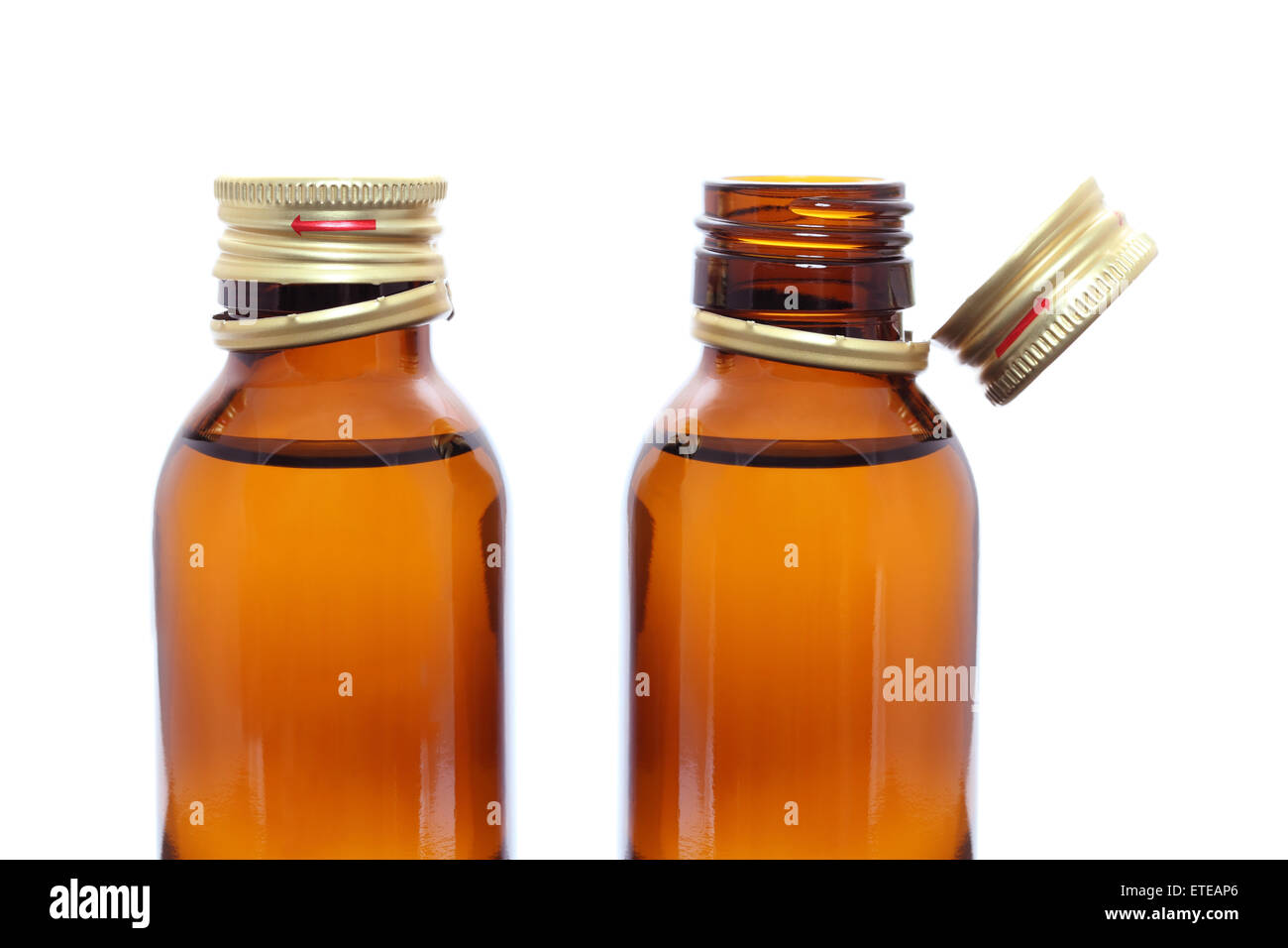Brown medicine bottle isolated on white background Stock Photo