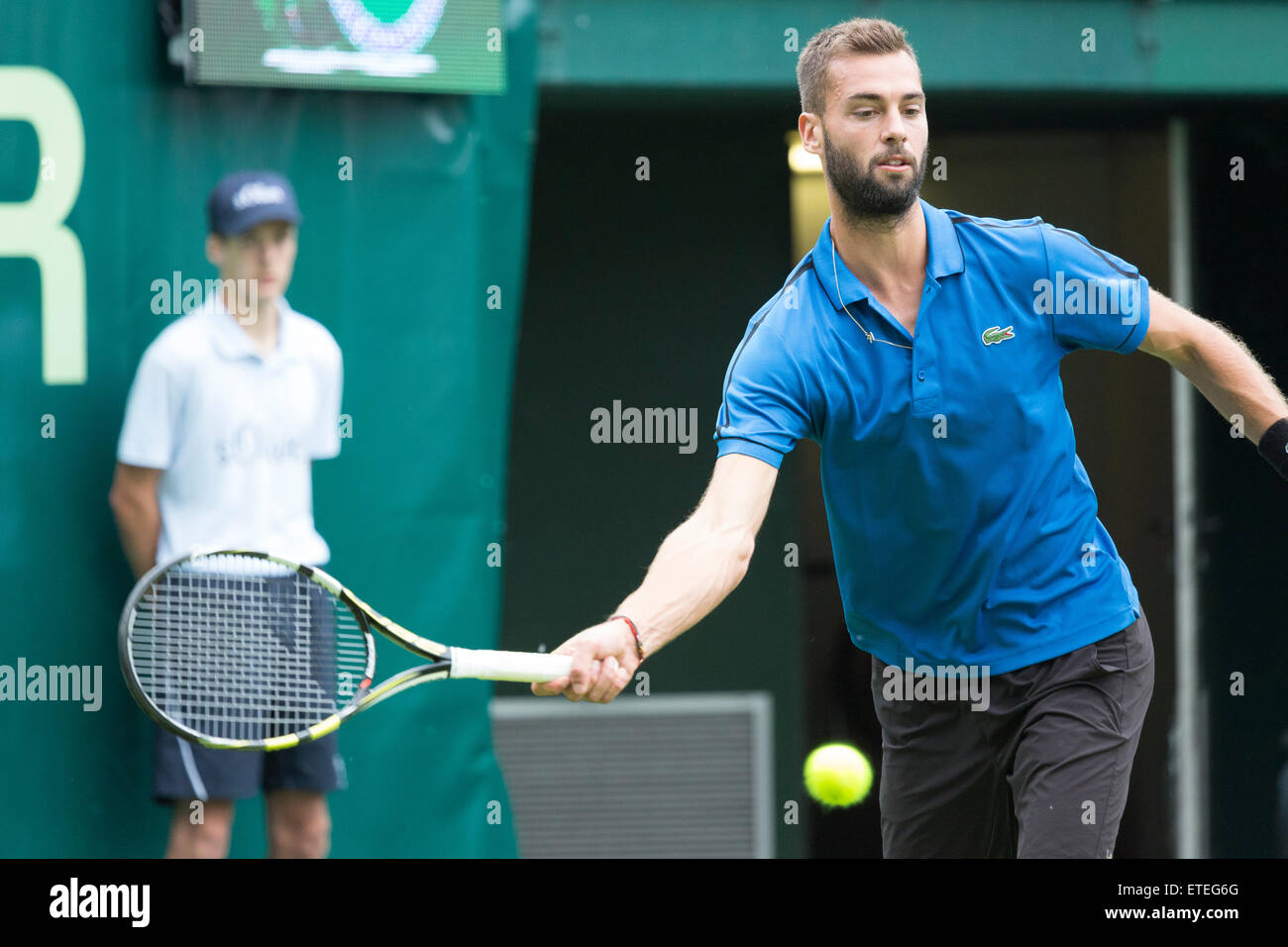 Halle, Germany. 13th June, 2015. Benoit Paire (FR) plays a shot in the qualifying rounds of the ATP Gerry Weber Open Tennis Championships at Halle, Germany. Credit:  Gruffydd Thomas/Alamy Live News Stock Photo