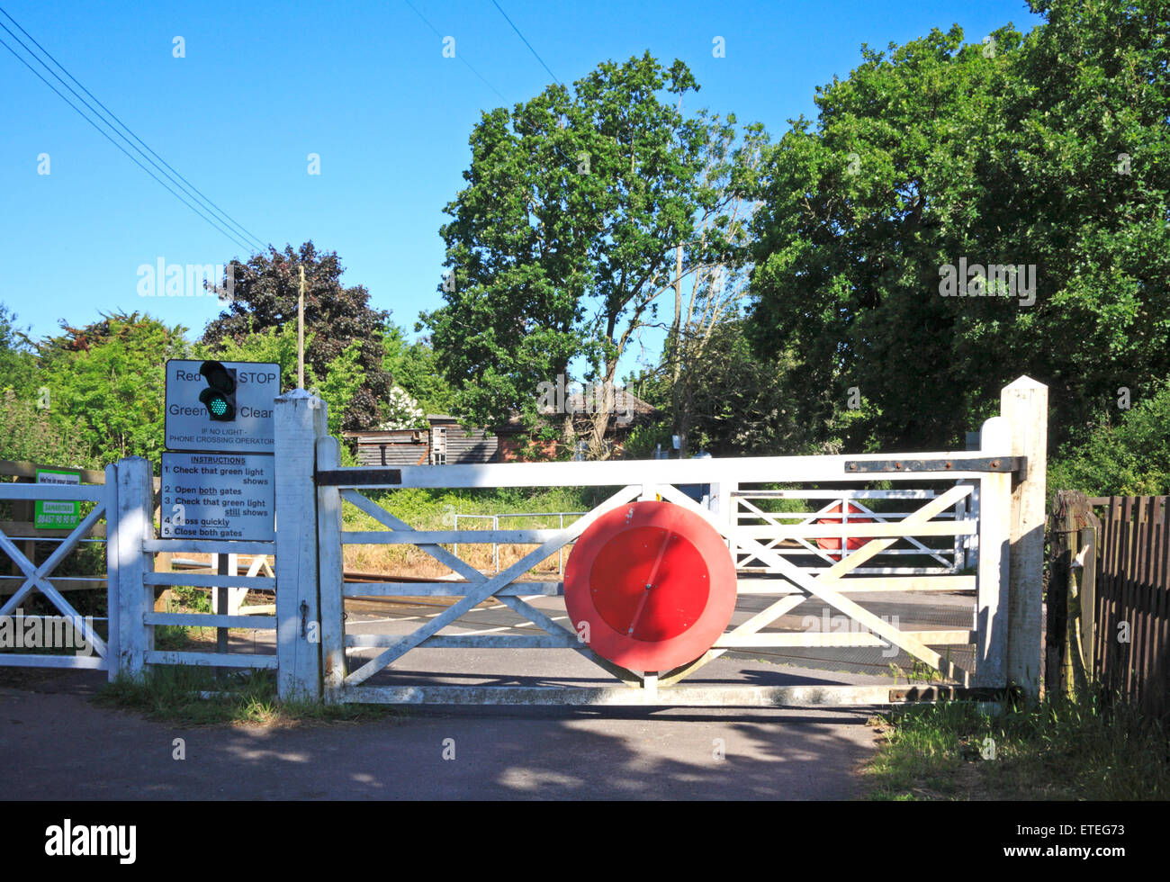 Rural Unmanned Railway Level Crossing Gates At Keswick Near Norwich Norfolk England United Kingdom Stock Photo Alamy