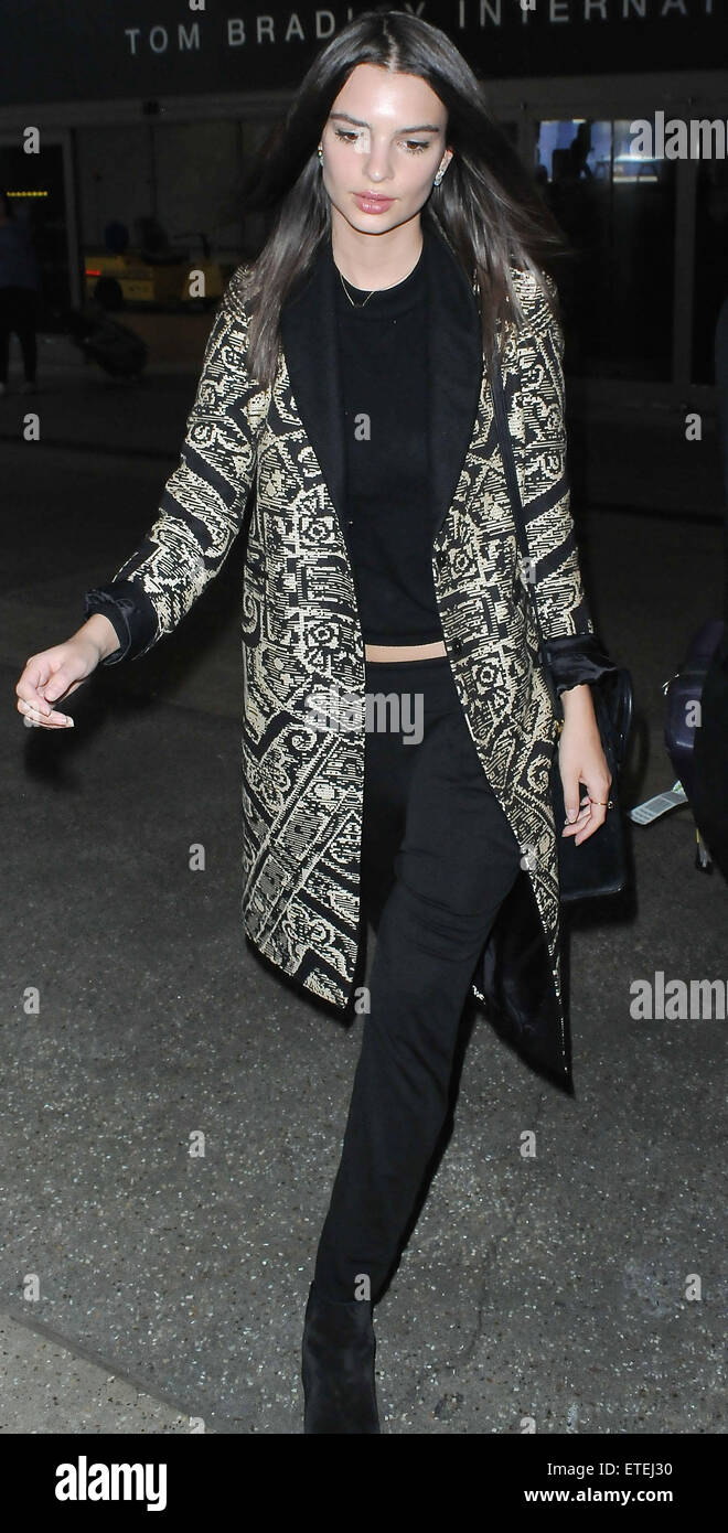 Model Emily Ratajkowski who has risen to prominence after appearing in the music video for Robin Thicke's 'Blurred Lines' arrives at Los Angeles International Airport (LAX)  Featuring: Emily Ratajkowski, Emily O'Hara Ratajkowski Where: Los Angeles, California, United States When: 04 Feb 2015 Credit: WENN.com Stock Photo