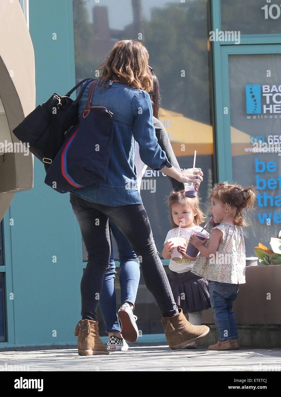 Jenna Dewan, wife of Channing Tatum, enjoys a smoothie from Earthbar with her daughter Everly Tatum  Featuring: Jenna Dewan, Everly Tatum Where: Los Angeles, California, United States When: 06 Feb 2015 Credit: WENN.com Stock Photo