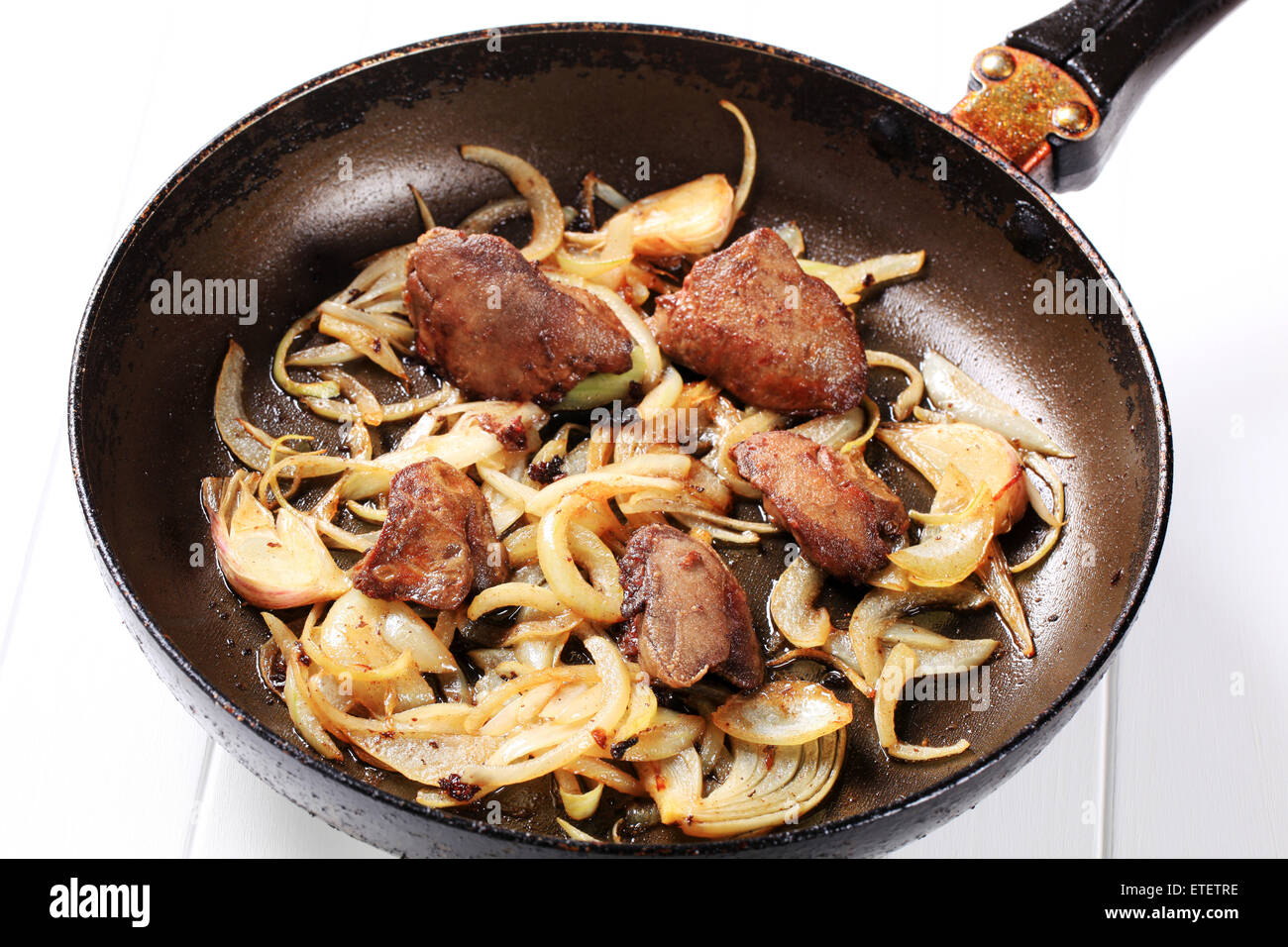 Pan fried chicken liver and onions Stock Photo Alamy